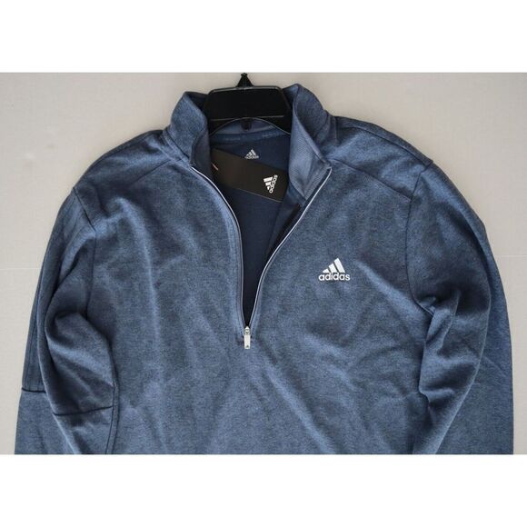 adidas ADK4427S21 Men's Sz L Heather Blue 1/4 Zip Long Sleeve Knit Pullover Top - Picture 6 of 9